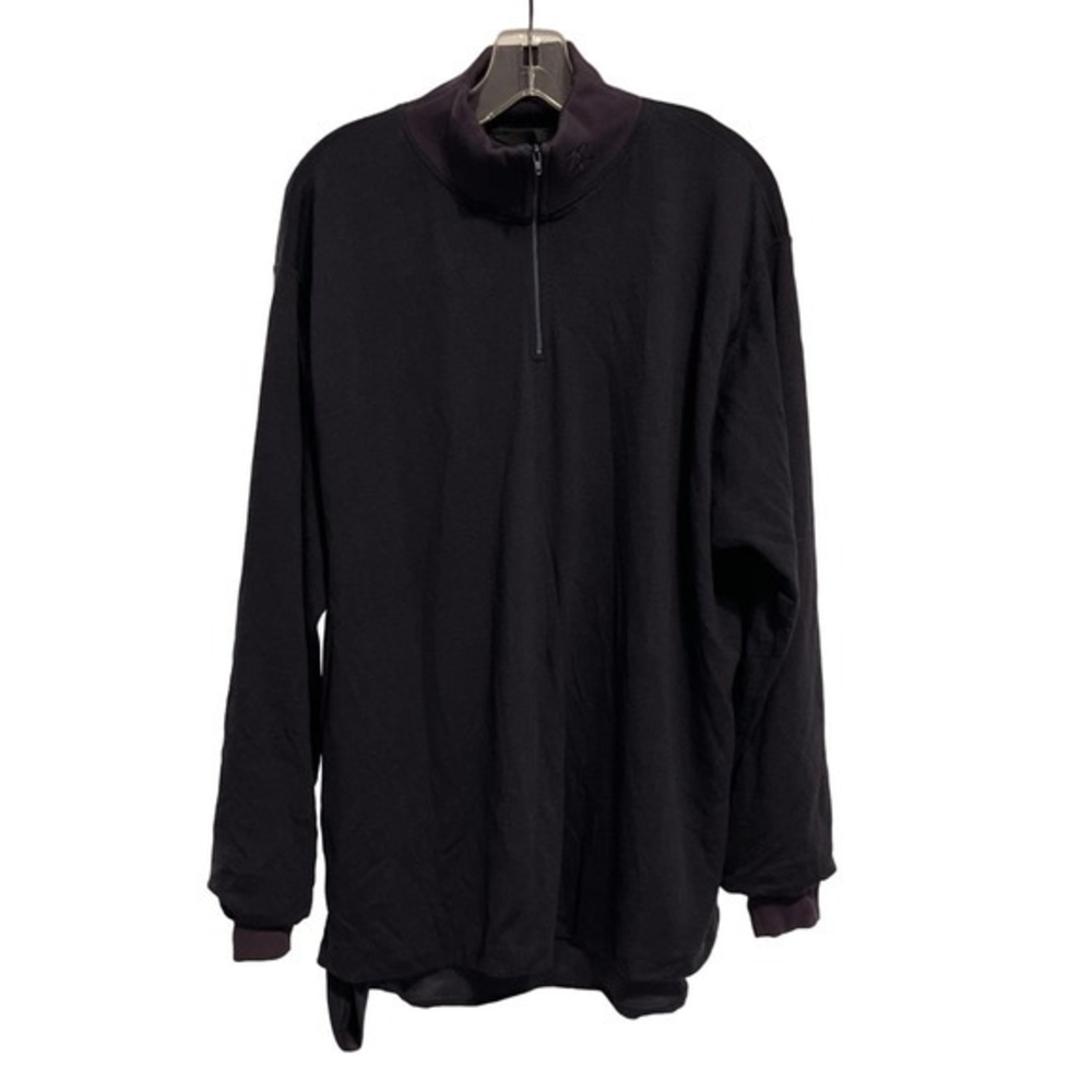 Zero Restriction Mens Wool Blend Quarter‎ Zip Pullover Black Coolmax L 0069A9